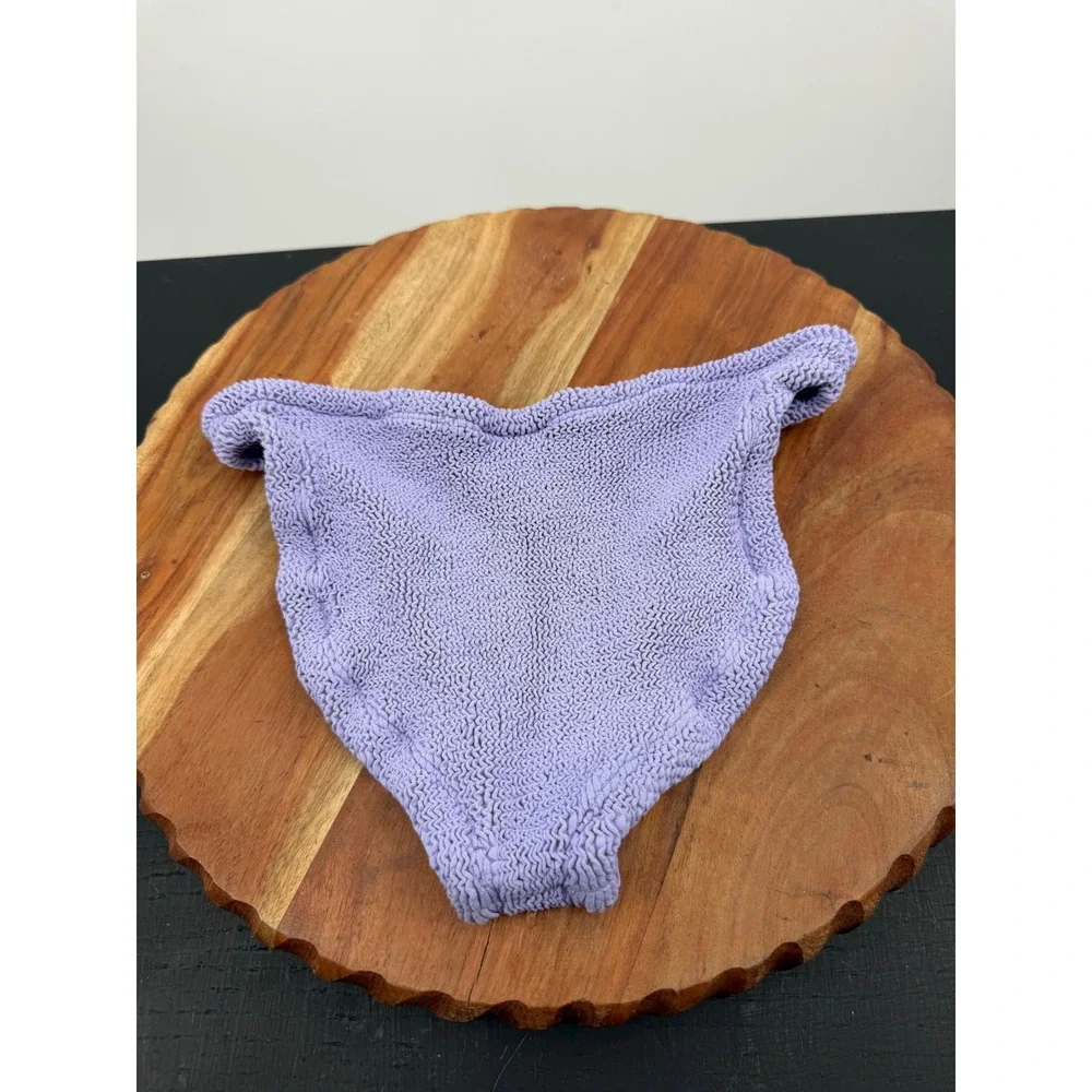 Hunza G Crinkle Bikini Bottoms Women One Size Purple Lavender Textured Stretch